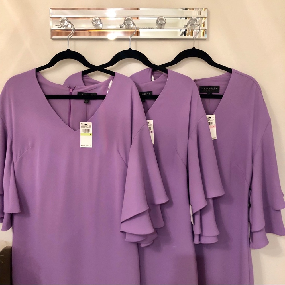 Laundry by Shelli Segal V Neck Lavender Dress Size 4 & 6 - Picture 4 of 8